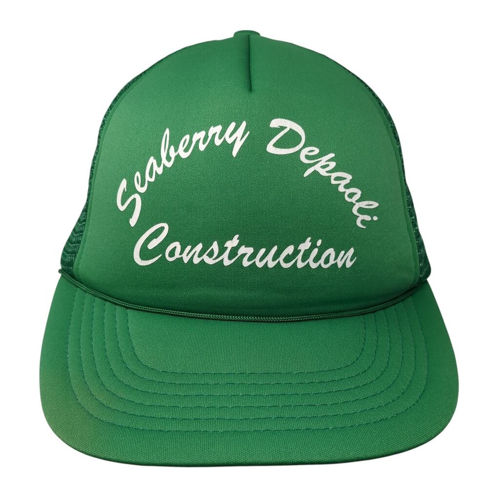 Seaberry Depaoli Construction Snapback Trucker Cap Green OS Adjustable Mesh Back